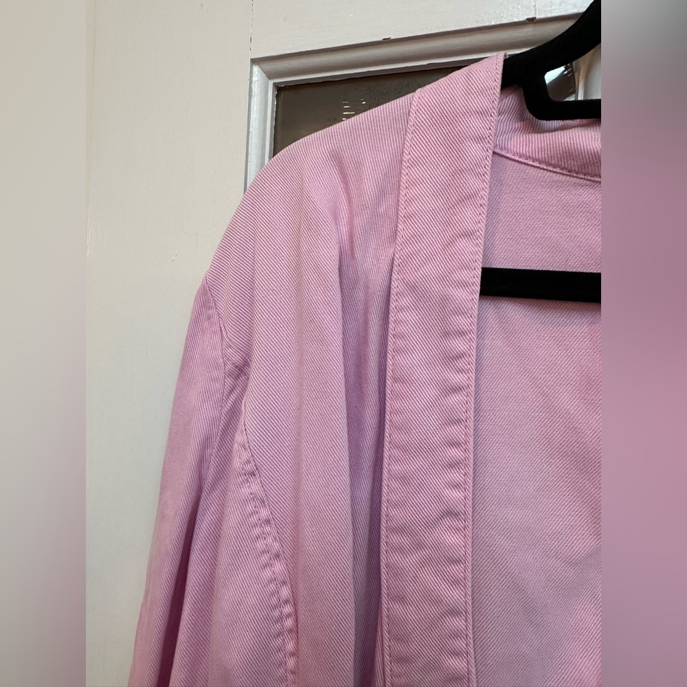 White House Black Market Dusty Rose Pink Drape Front Roll Sleeve Jacket Size XL - Picture 5 of 12